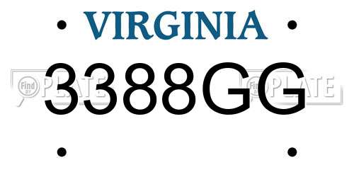 3388GG Virginia License Plate