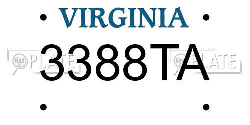3388TA Virginia License Plate