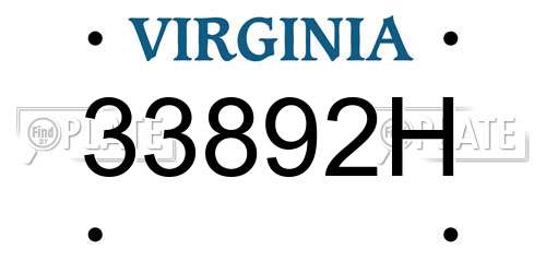 33892H Virginia License Plate