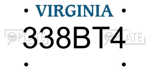 338BT4 Virginia License Plate
