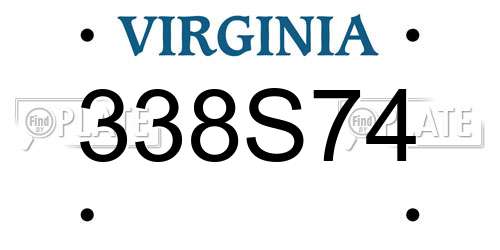 338S74 Virginia License Plate