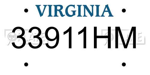 33911HM Virginia License Plate