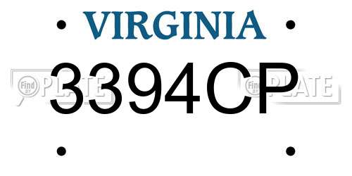 3394CP Virginia License Plate