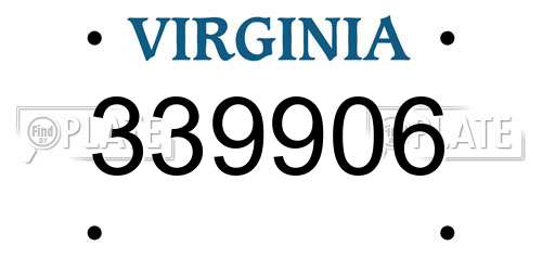 339906 Virginia License Plate