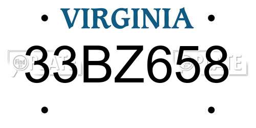 33BZ658 Virginia License Plate