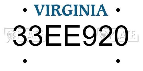 33EE920 Virginia License Plate