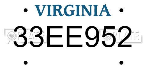 33EE952 Virginia License Plate