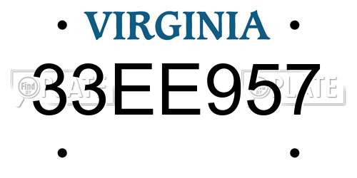 33EE957 Virginia License Plate