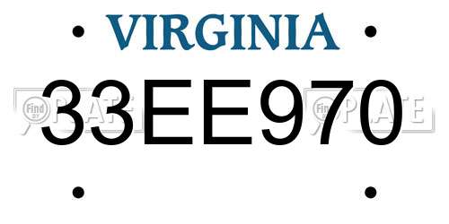 33EE970 Virginia License Plate