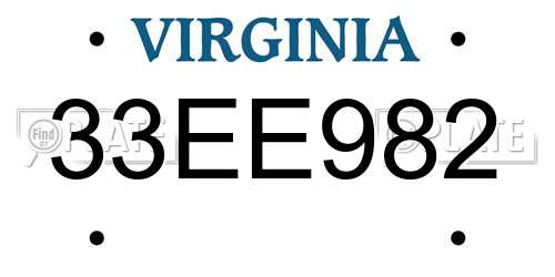 33EE982 Virginia License Plate