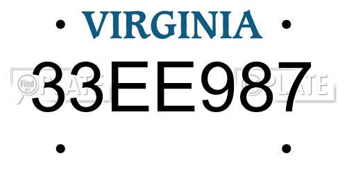 33EE987 Virginia License Plate