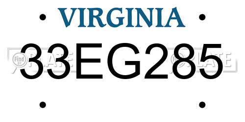 33EG285 Virginia License Plate