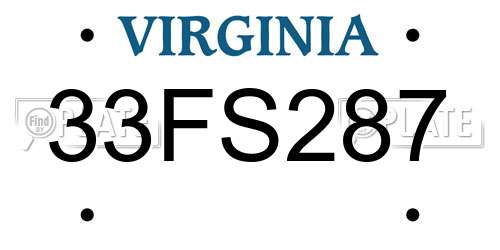 33FS287 Virginia License Plate
