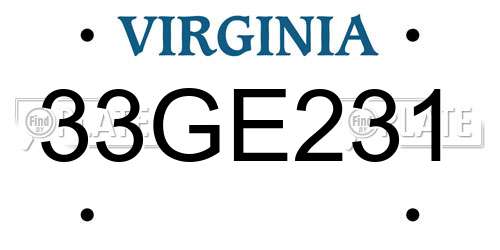 33GE231 Virginia License Plate
