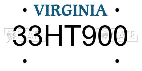 33HT900 Virginia License Plate