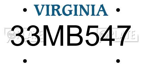 33MB547 Virginia License Plate