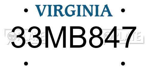 33MB847 Virginia License Plate