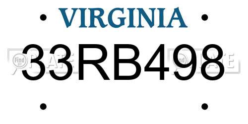 33RB498 Virginia License Plate