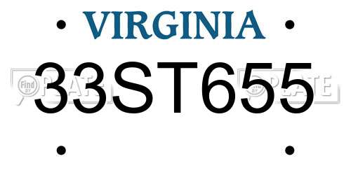 33ST655 Virginia License Plate