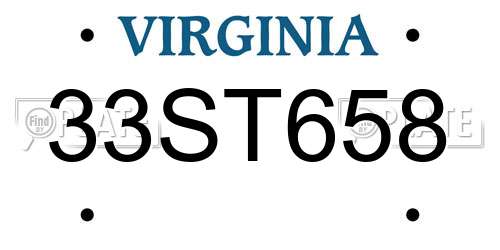 33ST658 Virginia License Plate