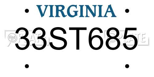 33ST685 Virginia License Plate