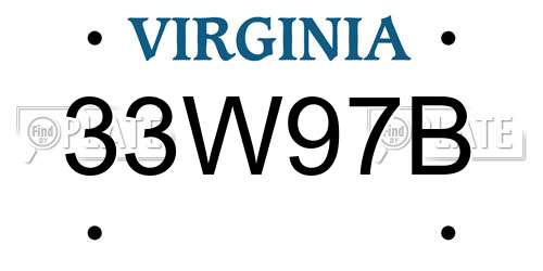 33W97B Virginia License Plate