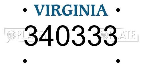 340333 Virginia License Plate