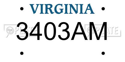 3403AM Virginia License Plate