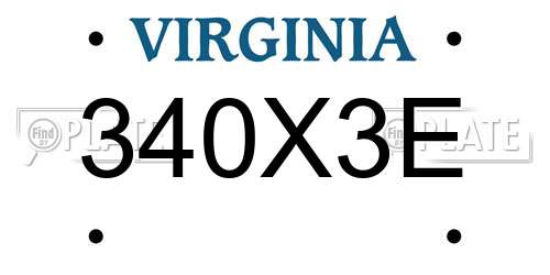 340X3E Virginia License Plate