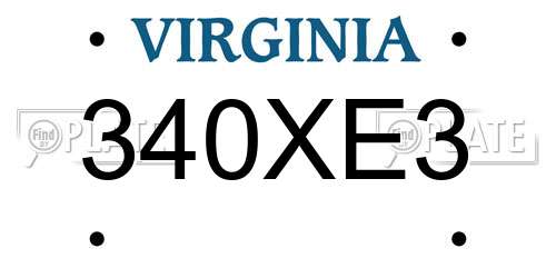 340XE3 Virginia License Plate