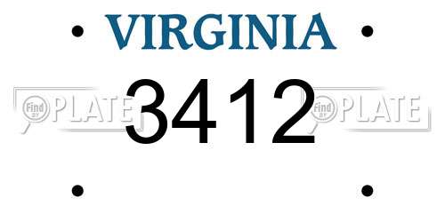 3412 Virginia License Plate