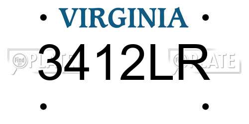 3412LR Virginia License Plate