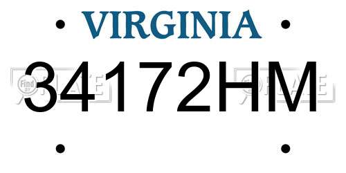 34172HM Virginia License Plate