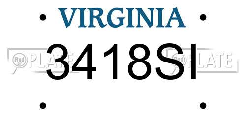 3418SI Virginia License Plate