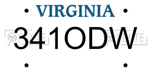 341ODW Virginia License Plate