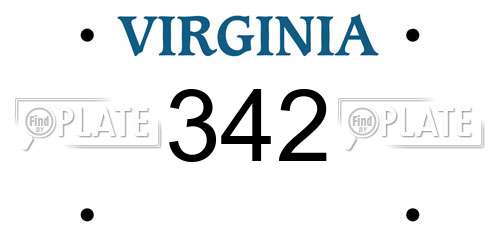 342 Virginia License Plate