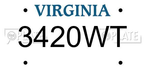 3420WT Virginia License Plate