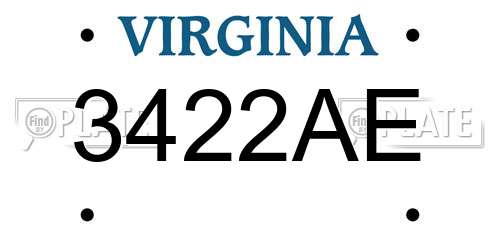 3422AE Virginia License Plate