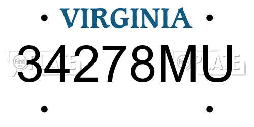 34278MU Virginia License Plate