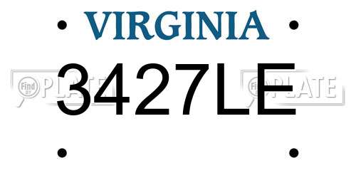 3427LE Virginia License Plate