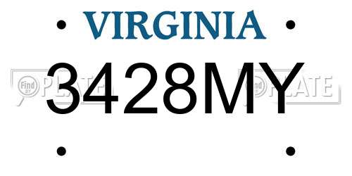 3428MY Virginia License Plate