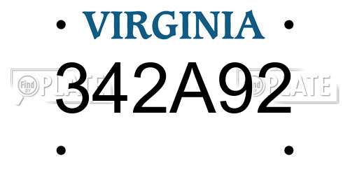 342A92 Virginia License Plate