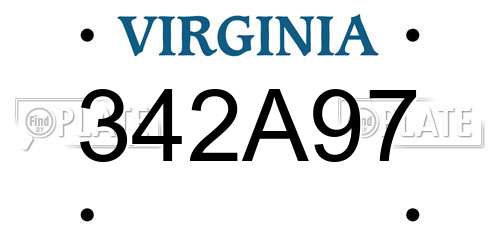 342A97 Virginia License Plate