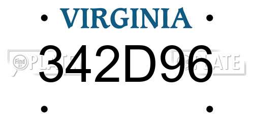 342D96 Virginia License Plate
