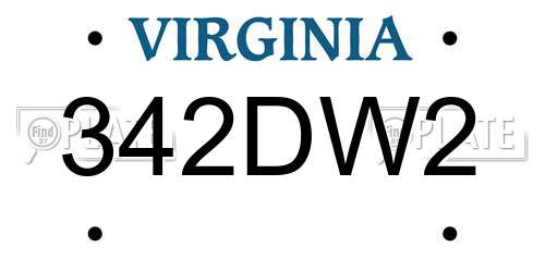 342DW2 Virginia License Plate
