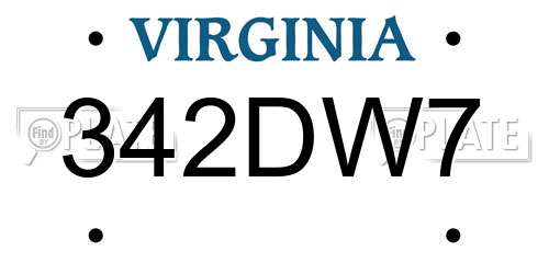 342DW7 Virginia License Plate
