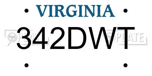 342DWT Virginia License Plate