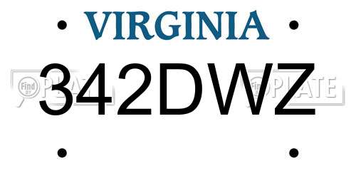 342DWZ Virginia License Plate