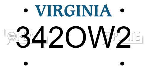 342OW2 Virginia License Plate