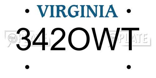 342OWT Virginia License Plate